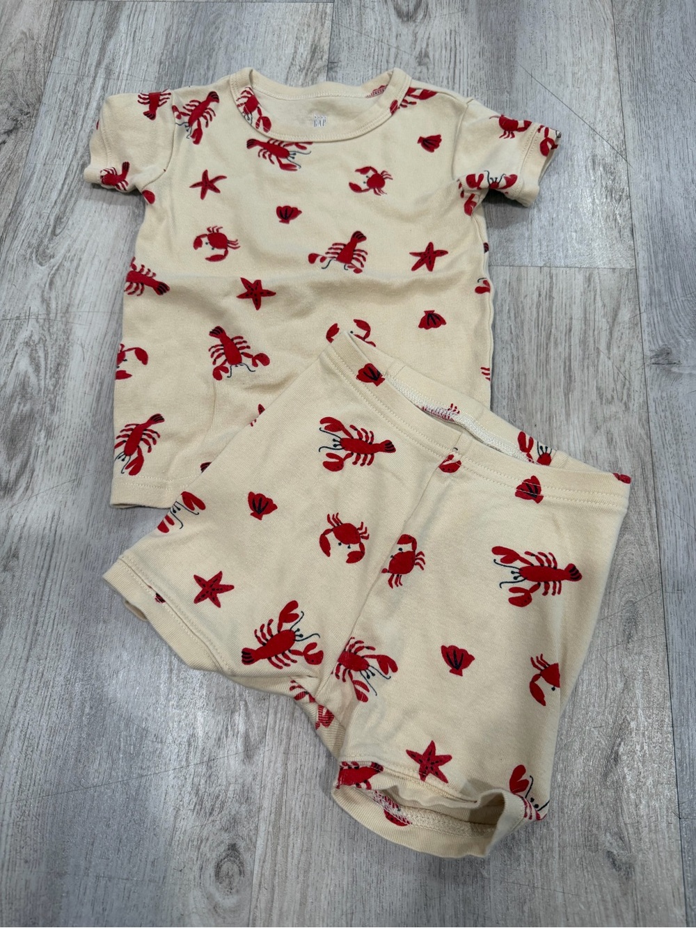 GAP Cream Pajama Set with Red Lobster Print